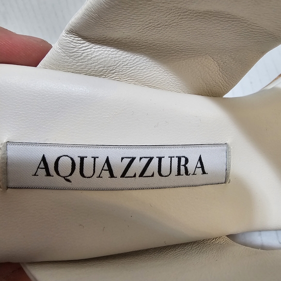 Aquazzura White knotted Twist Cork Wedge Sandal Open Square Toe Shoes New 7 - Picture 3 of 13